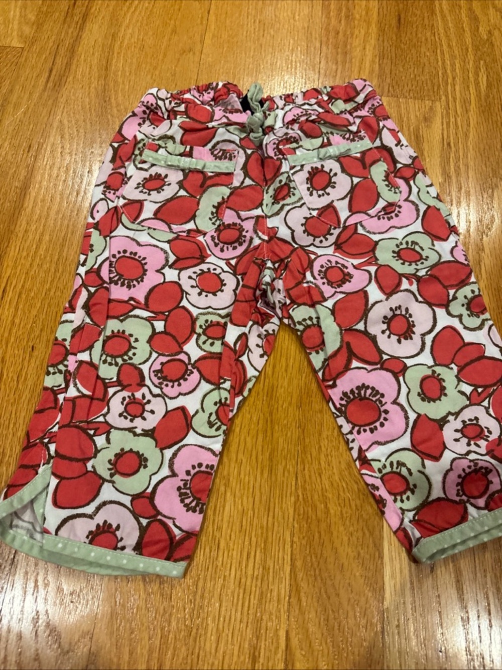 Mini Boden 2-3Y Girls Floral Pattern Drawstring Pants